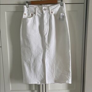 GAP White Denim Midi Skirt